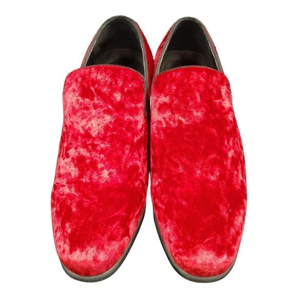 MEN'S AMALI HAUSER2 RED CRUSHED VELVET SLIP ON DRESS SHOE SIZE 7.5D - Picture 4 of 8